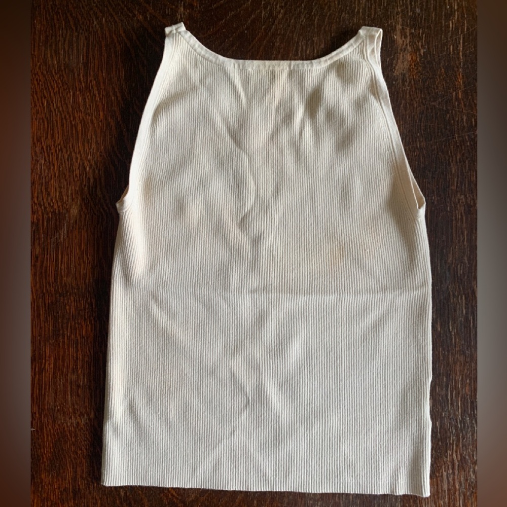 LOFT Ribbed Tank Cream Color Sz. L - Picture 2 of 5